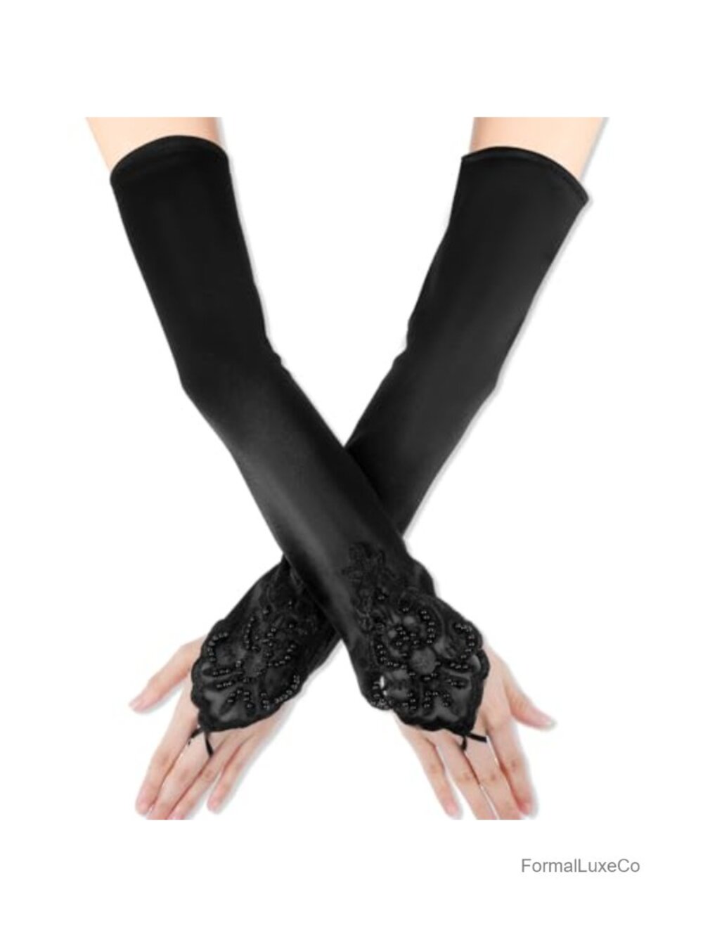 Fingerless Satin Gloves 19in Elbow Length 1920s Gatsby Opera Party